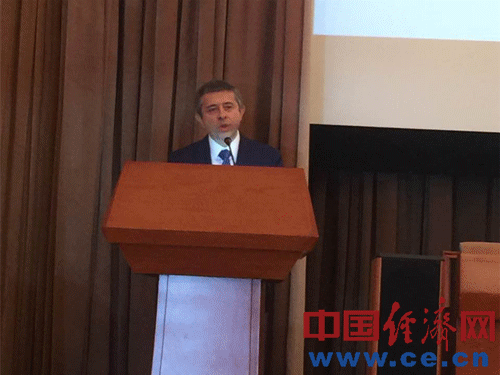 图为俄罗斯联邦驻华大使馆临时代办季诺维也夫致辞 中国经济网记者 穆非 摄